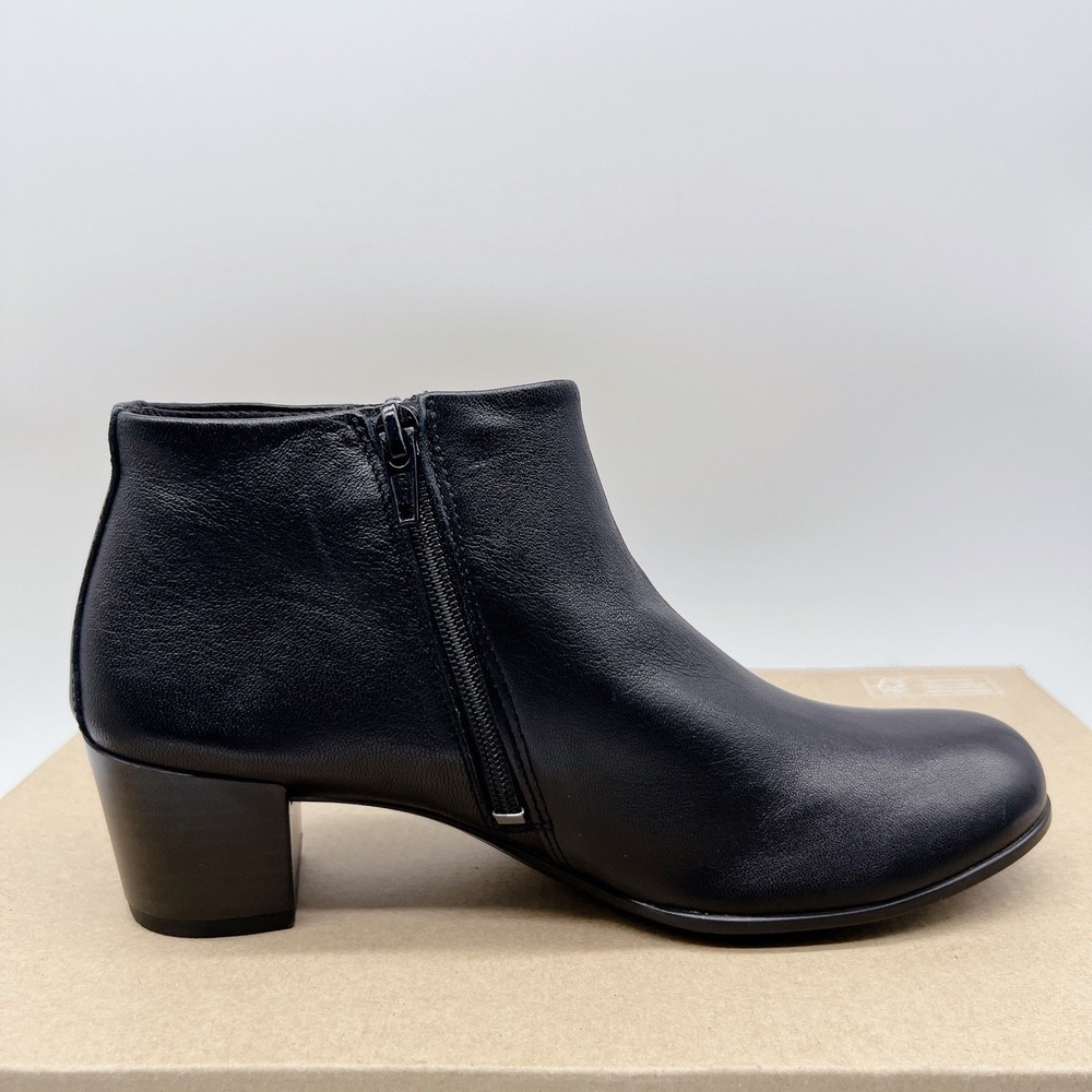 ECCO Shape M 35 Women's Ankle Boots Heel Black Leather Side Zip EU 36 US 6 * NEW - Picture 8 of 11